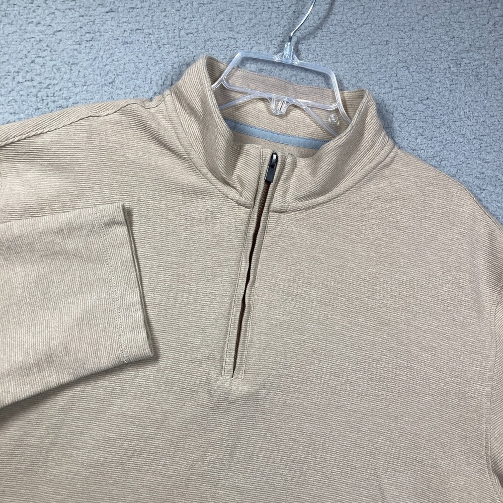 Van Heusen 1/4 Zip Top Mens XL Beige Pullover Regular Fit Casual Preppy Outdoors